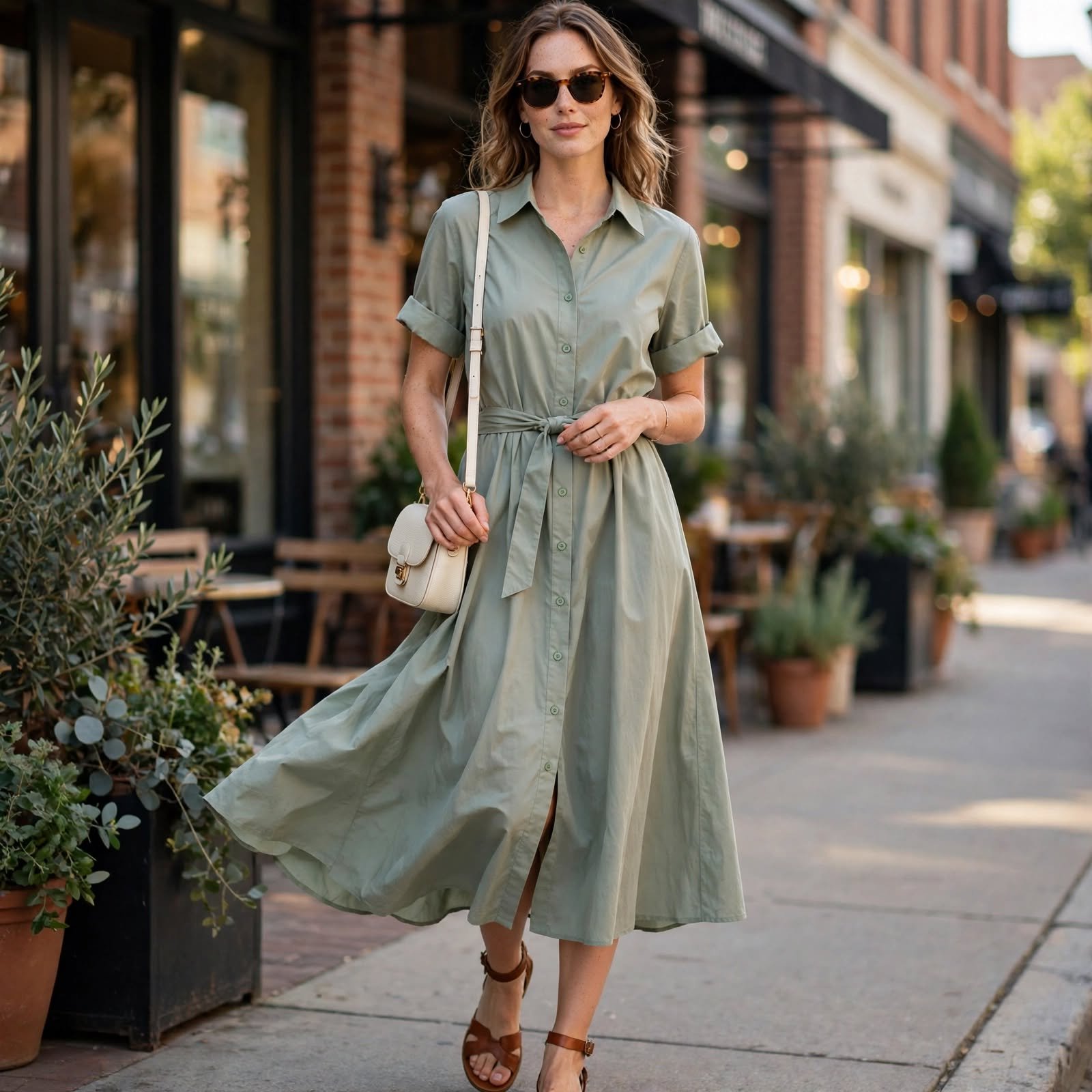 A Belted Shirt Dress That Works as a One-Piece Casual Outfit for Women