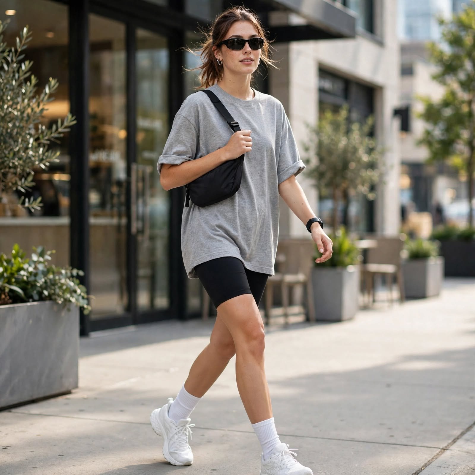 Biker Shorts and a Long Tee for Casual Outfits for Women on the Go