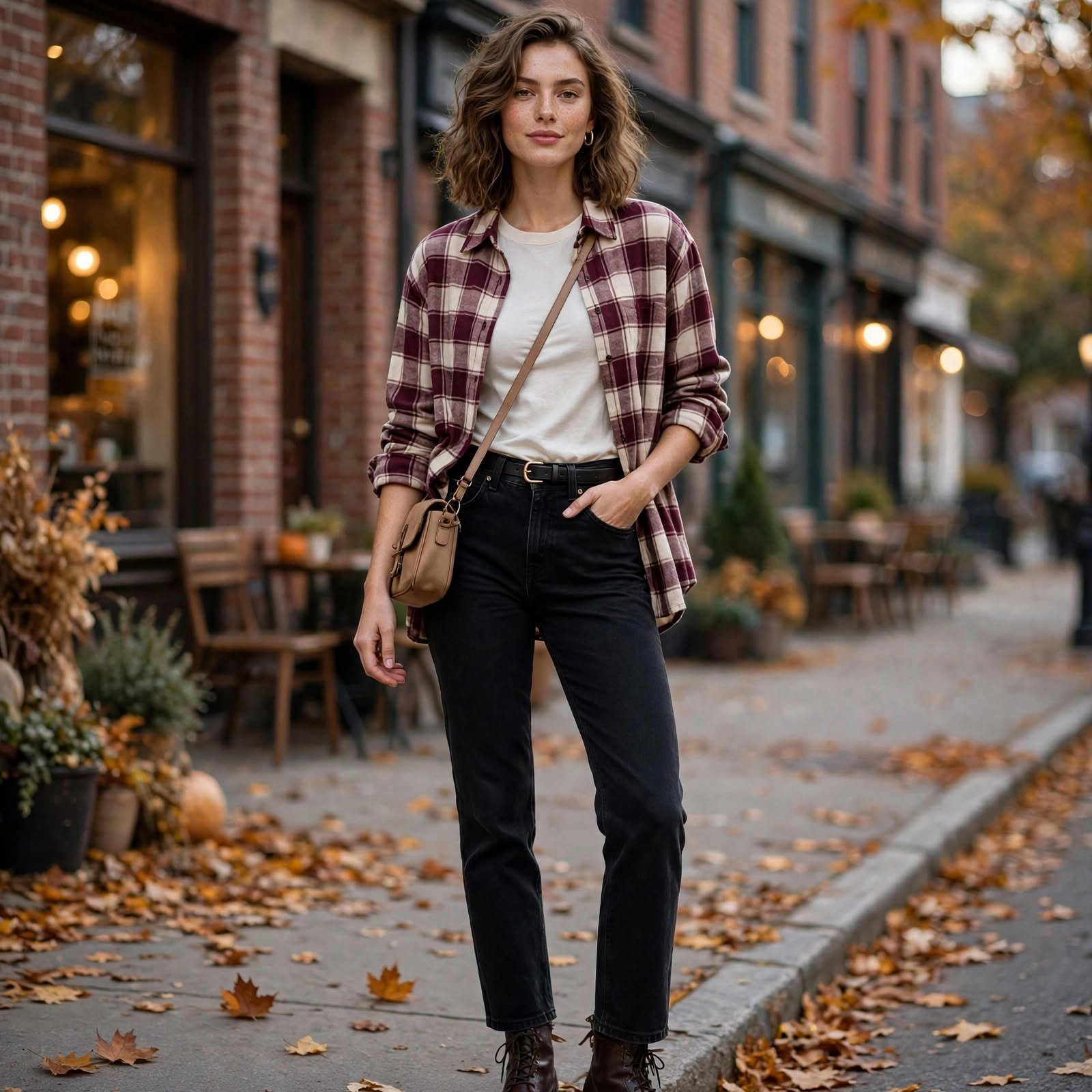 Flannel Over a Tee Is a Simple Casual Outfit for Cool Evenings