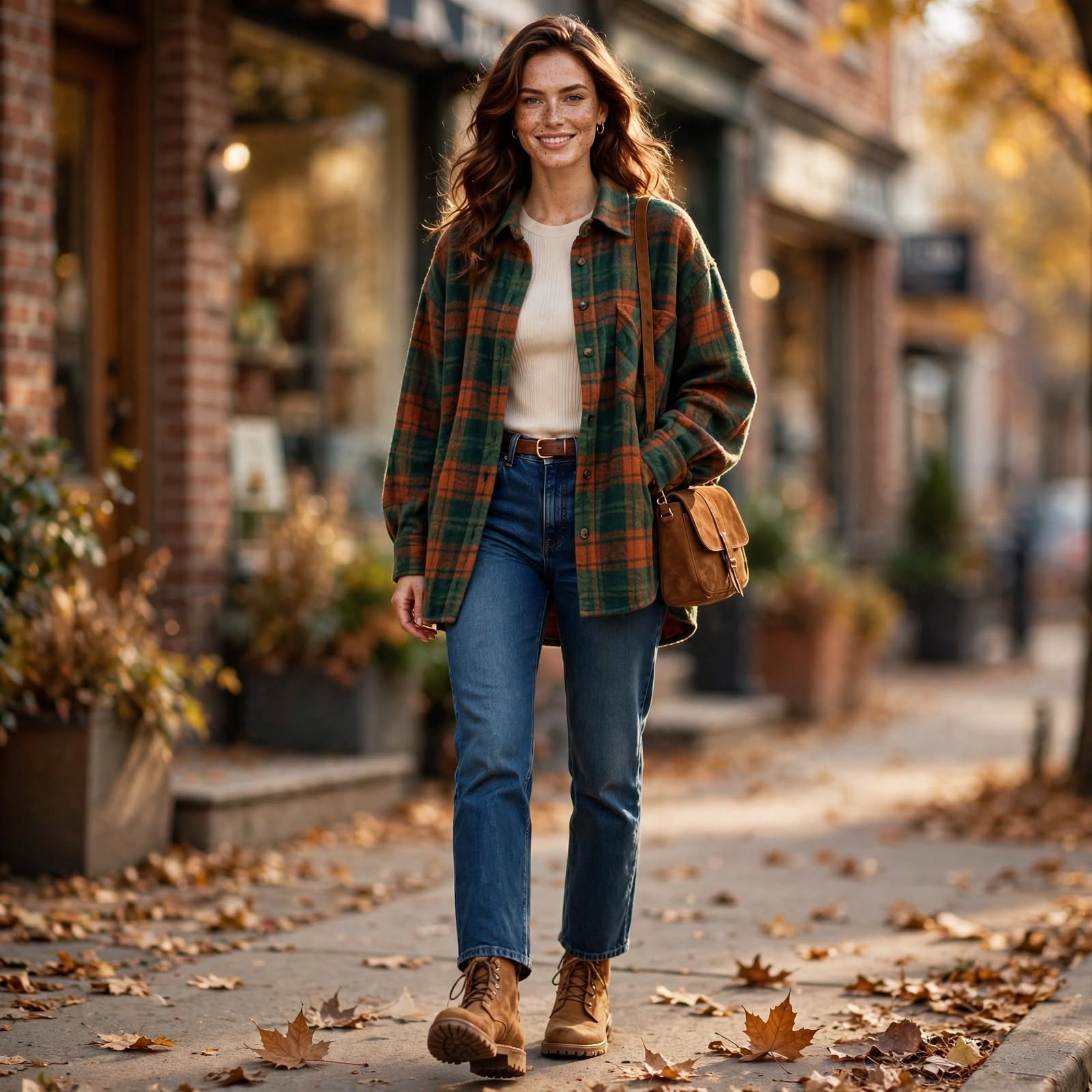 Flannel Overshirt and Boots Fall Casual Outfit