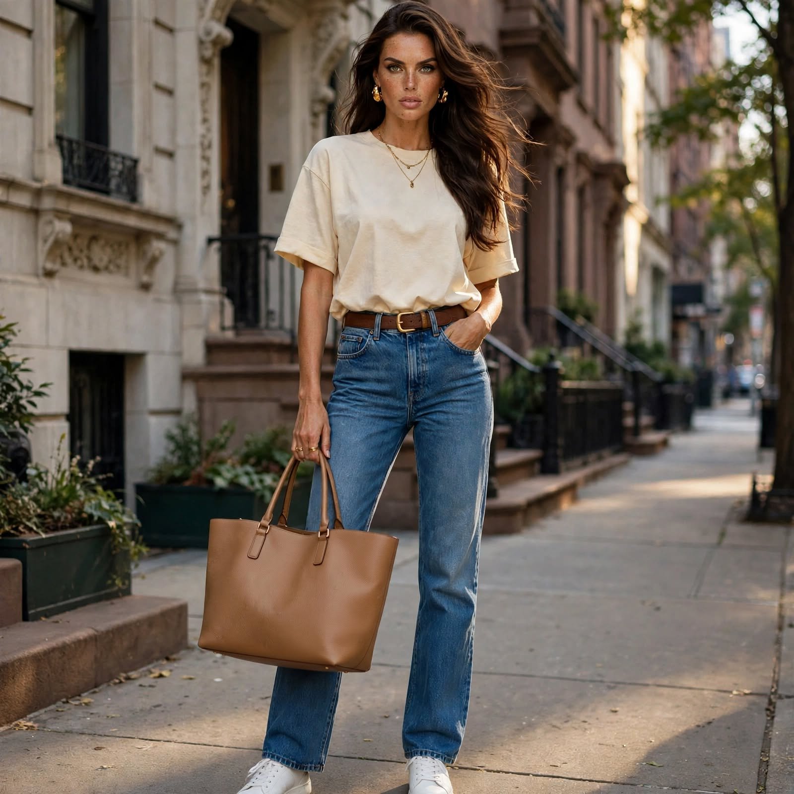 Heavyweight Tee and Straight Jeans Casual Outfit