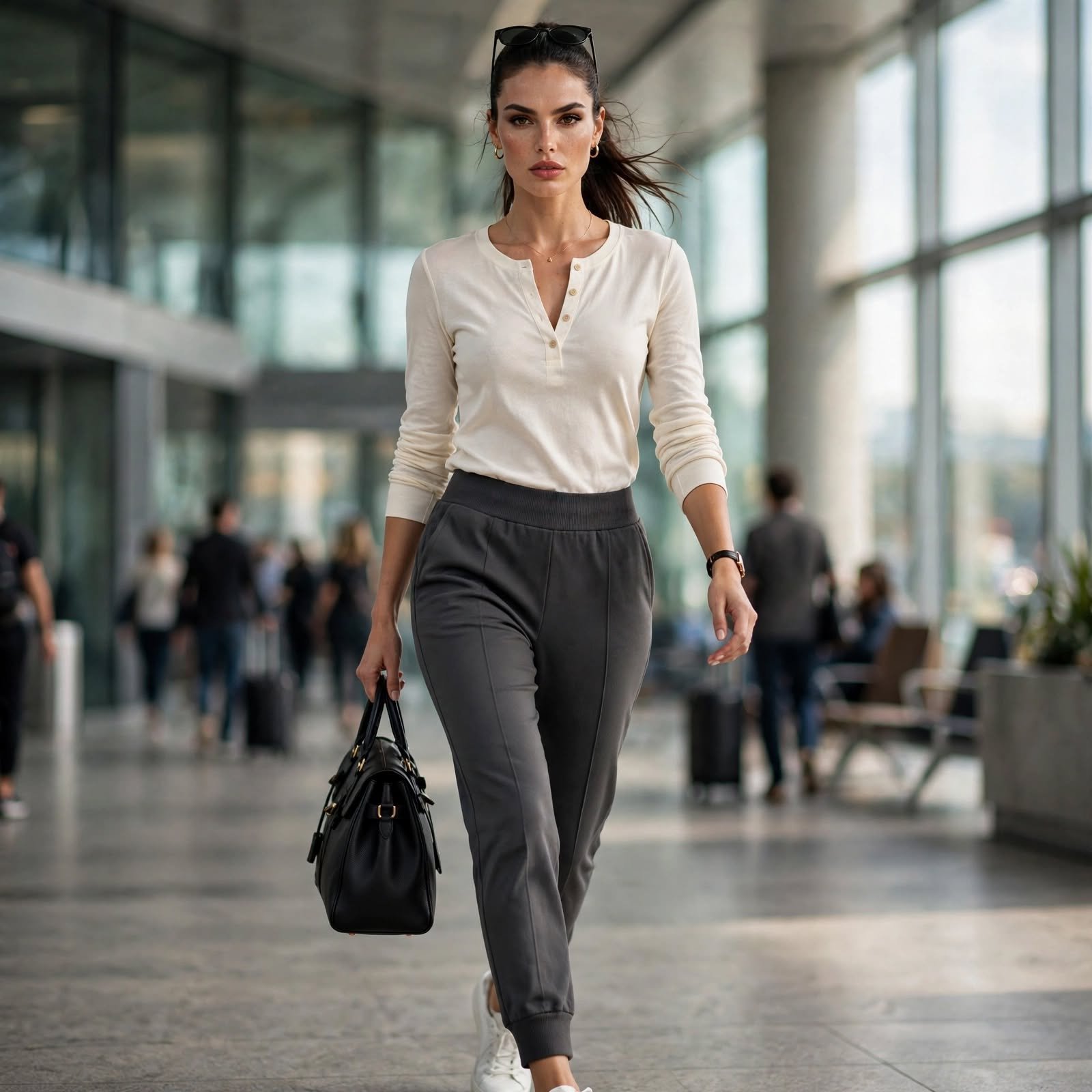 Henley and Joggers Travel-Ready Casual Outfit