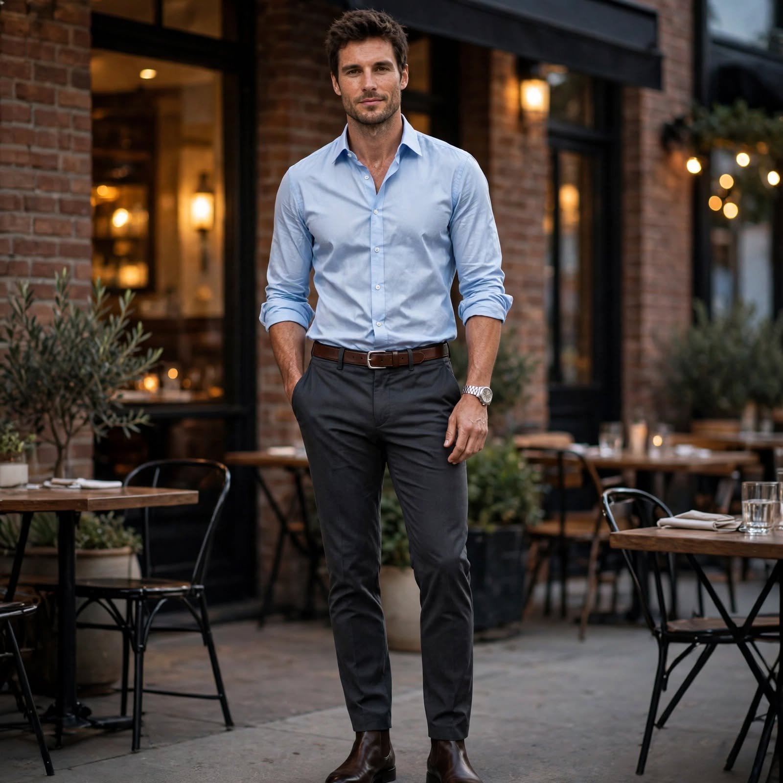 Oxford Shirt and Chelsea Boots for Simple Casual Outfits at Dinner