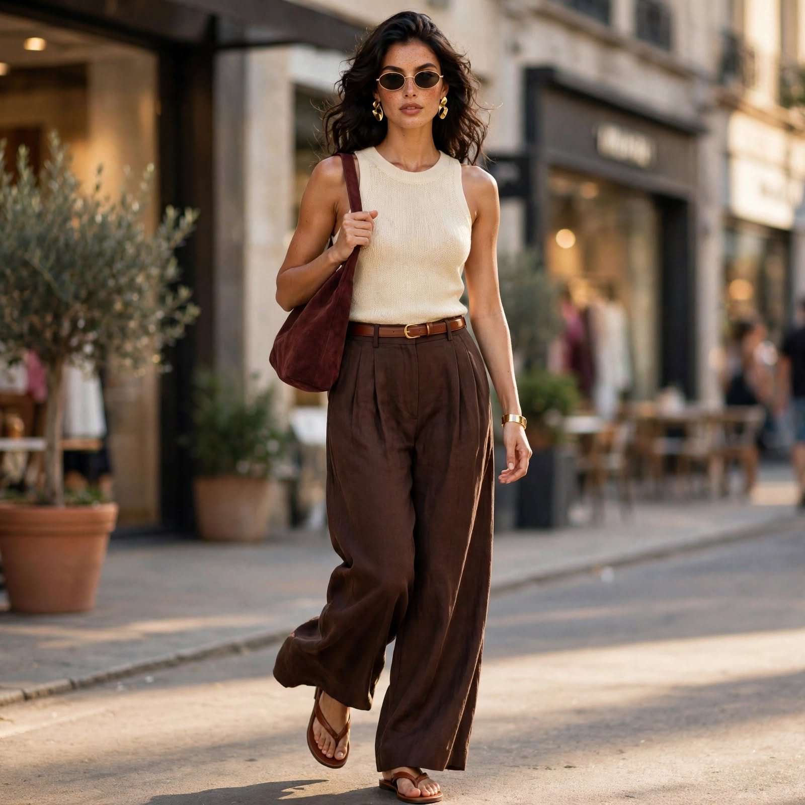 Wide-Leg Pants and Knit Tank Casual Outfit