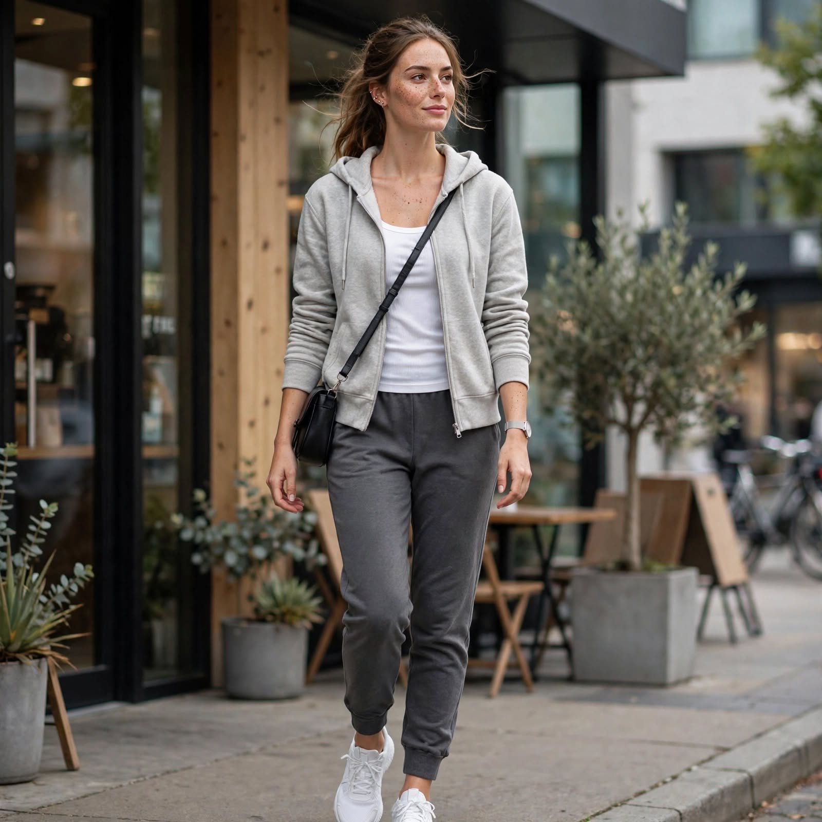Zip Hoodie and Joggers for Simple Casual Outfits on Busy Mornings